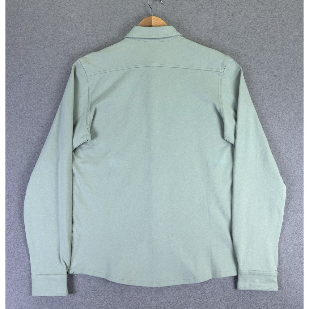 Tailor Vintage Shirt Small Green Comfort Stretch Oxford Flip Cuff Minimalist New - Picture 4 of 10